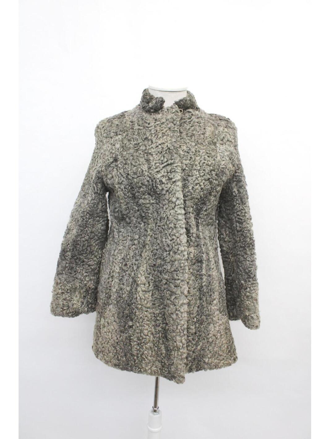 Excellent Gray Curly Lamb Fur Jacket Coat Women Woman Size 2 Petite